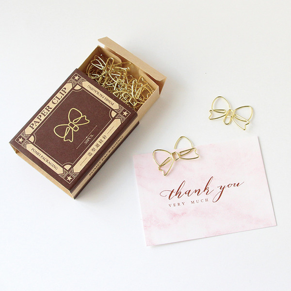 造型迴紋針 蝴蝶結-金 (30入)_6-50181
