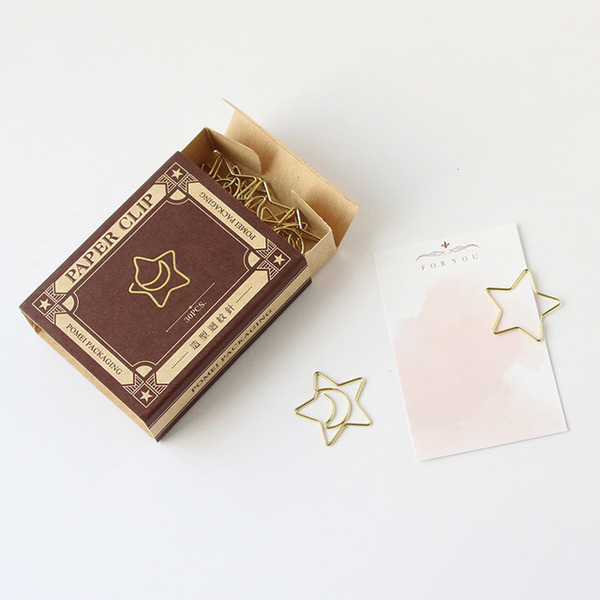 造型迴紋針 星月-金 (30入)_6-50183