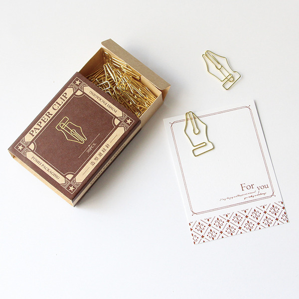 造型迴紋針 鋼筆-金 (30入)_6-50182