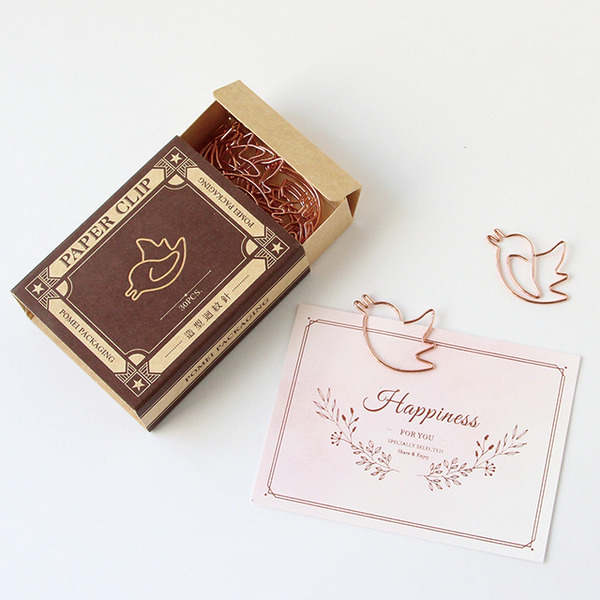 造型迴紋針 小鳥-玫瑰金 (30入)_6-50191