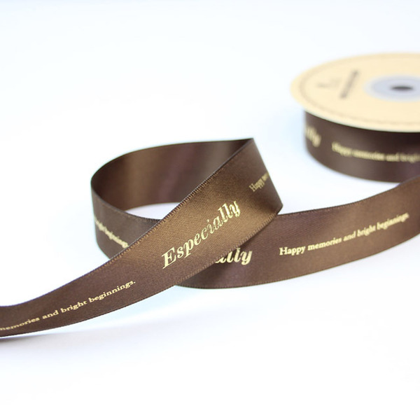 雙面緞帶〔寬2.54cm〕祝福-咖啡深棕 (25碼)_6-022211