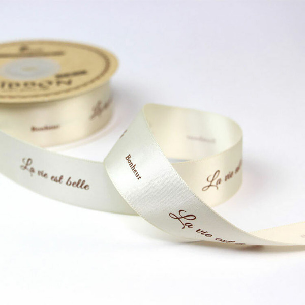 雙面緞帶〔寬2.54cm〕遇見美好-優雅米杏 (25碼)_6-022210