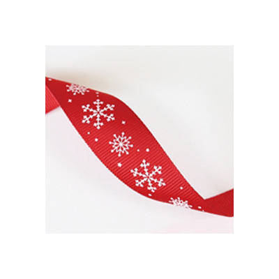 單面緞帶〔寬19mm〕雪花-聖誕紅 (25碼)_6-022206