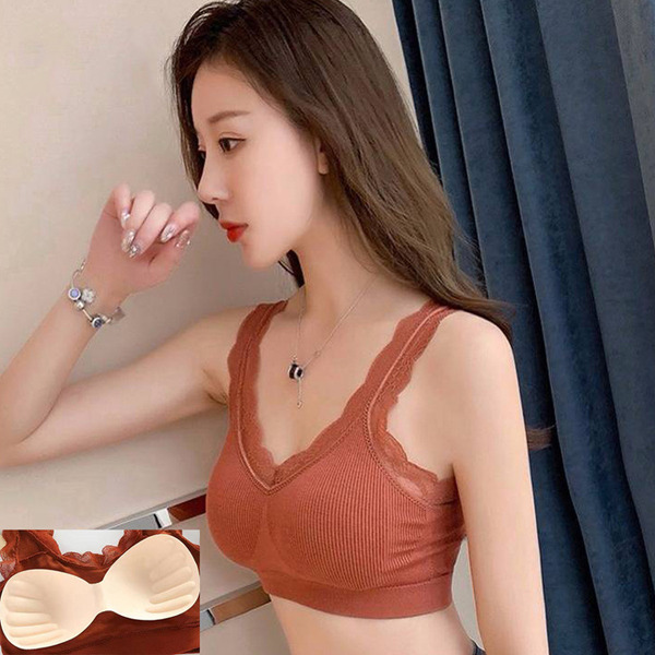 新款無鋼圈蕾絲舒適透氣防震內搭 運動背心(任選三色)