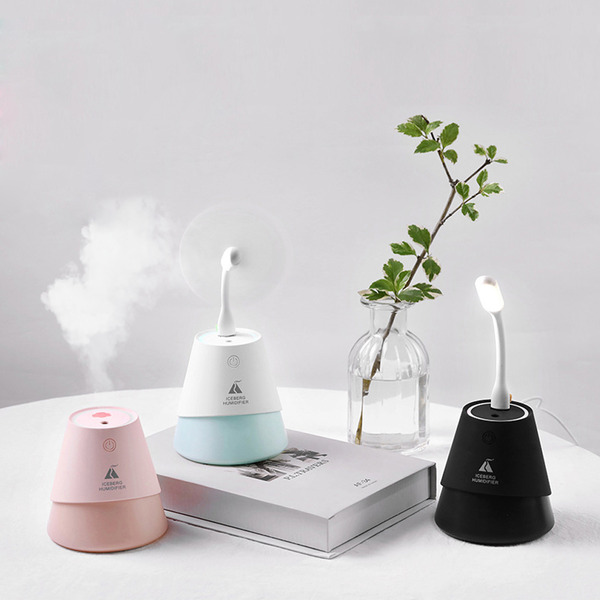 冰山迷你USB夜燈風扇加濕器(車充 香氛 香薰)