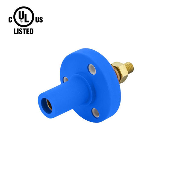 KL-150SFB – K-LOK 150A Female CAM-Type Panel Mount Receptacle, Threaded Stud, Blue