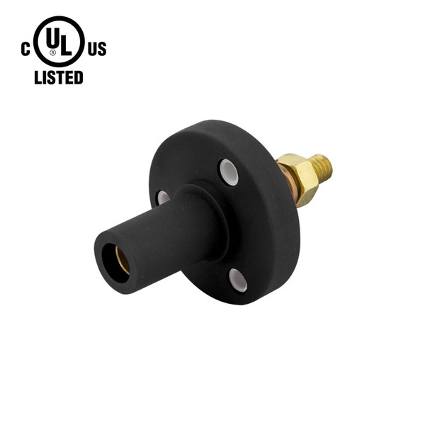 KL-150SFBK – K-LOK 150A Female CAM-Type Panel Mount Receptacle, Threaded Stud, Black