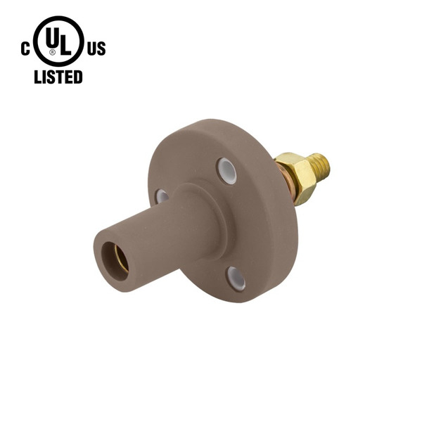 KL-150SFBN – K-LOK 150A Female CAM-Type Panel Mount Receptacle, Threaded Stud, Brown