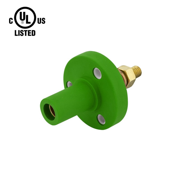 KL-150SFG – K-LOK 150A Female CAM-Type Panel Mount Receptacle, Threaded Stud, Green