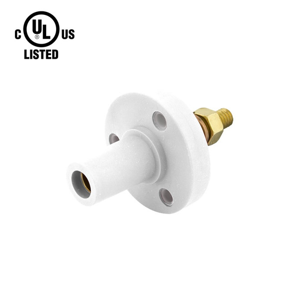 KL-150SFW – K-LOK 150A Female CAM-Type Panel Mount Receptacle, Threaded Stud, White