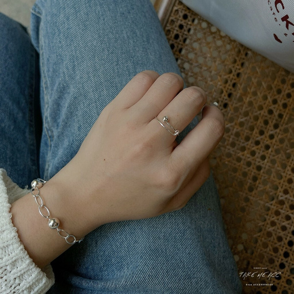 圓珠推拉戒｜純銀戒指