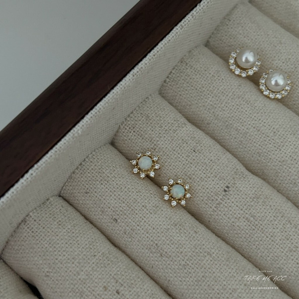 太陽花｜全純銀耳環