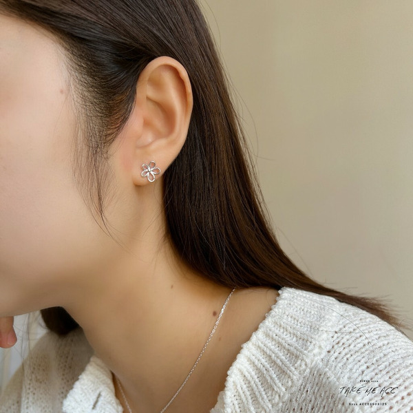 縷空花朵｜全純銀耳環