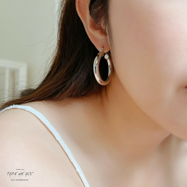 可以後扣的圈圈｜純銀針耳環