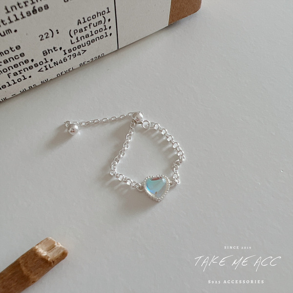 月光石愛心｜純銀戒指