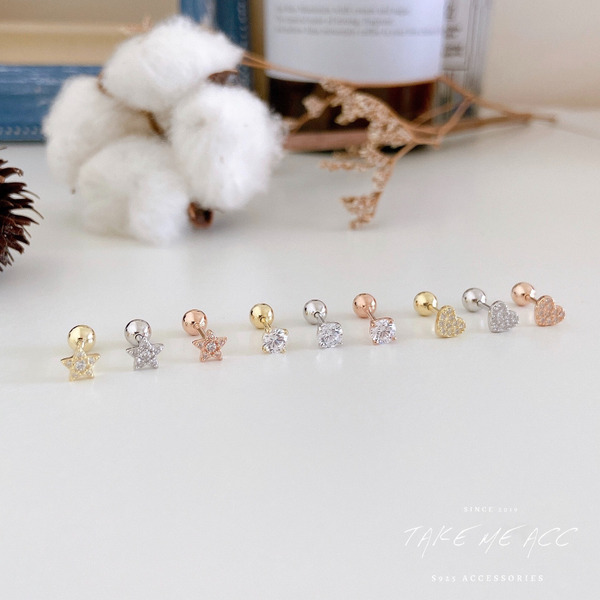 睡覺可以戴的螺旋耳釘│ 全純銀耳環