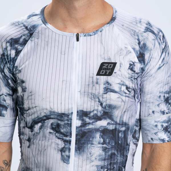 ELITE 3.0 頂級菁英系列 - 有袖全開三鐵上衣 - 雲霧白 (男)