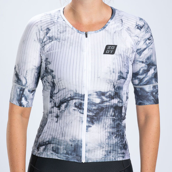 ELITE 3.0 頂級菁英系列 - 有袖全開三鐵上衣 - 雲霧白 (女)