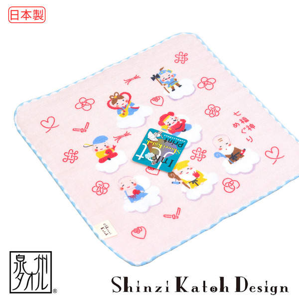 【加藤真治】雙面無撚七福神手帕 23 x 23公分