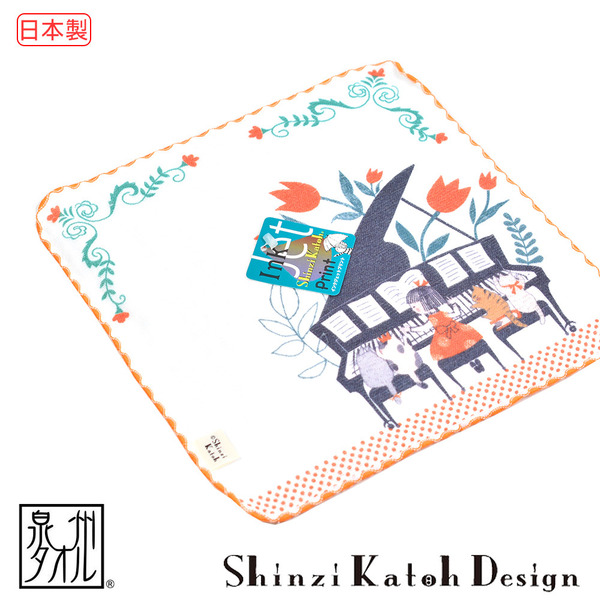 【加藤真治】雙面無撚貓手聯彈手帕 23 x 23公分