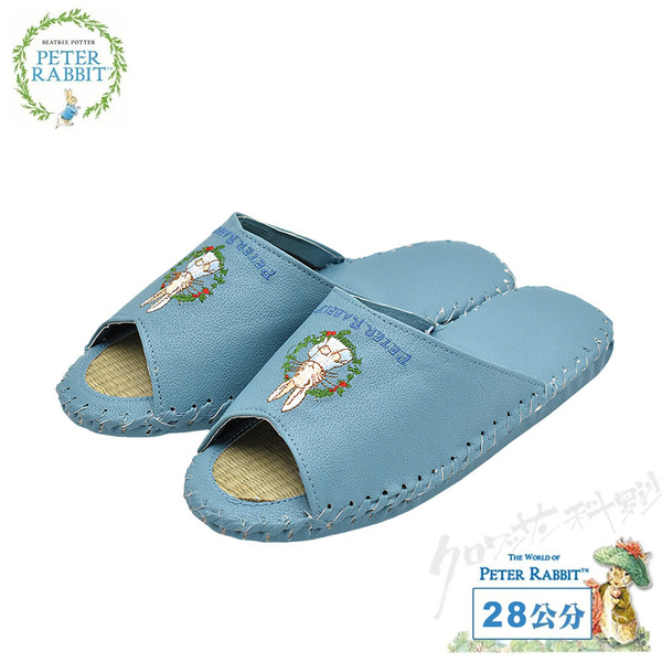 比得兔葉環兔皮草拖 藍色28公分