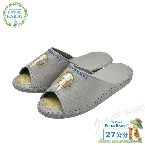 比得兔葉環兔皮草拖 灰色27公分