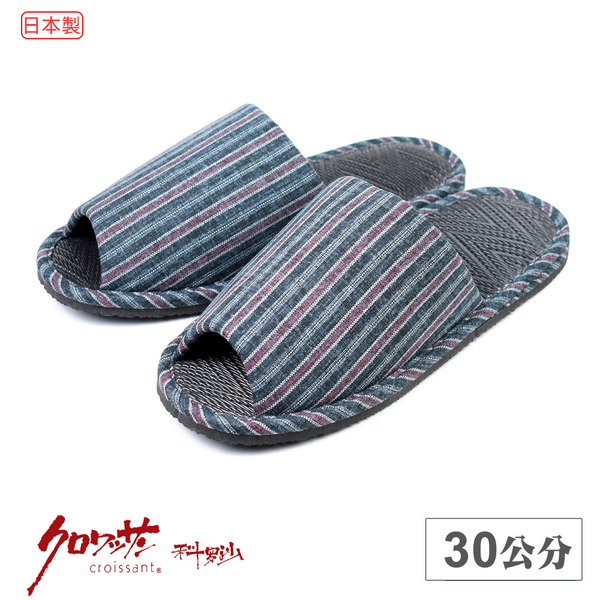 【科羅沙】日本和風直彩紋膠底耐汙黑草拖 黑30CM