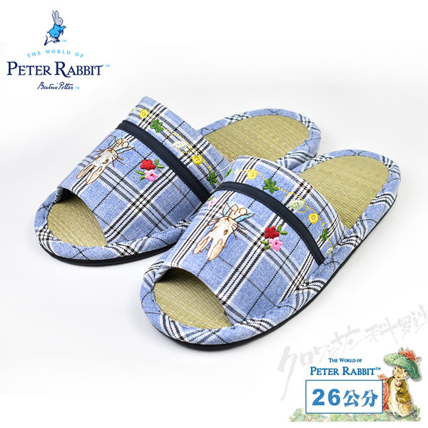 比得兔格花兔顏藤葉草拖 藍色26公分