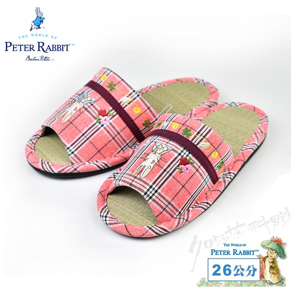 比得兔格花兔顏藤葉草拖 紅色26公分