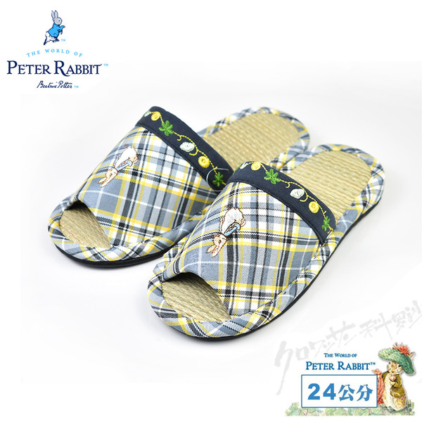 比得兔斜格素邊藤葉草拖 灰色24公分