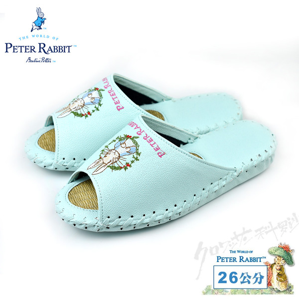 比得兔葉環兔皮草拖 淺藍26公分