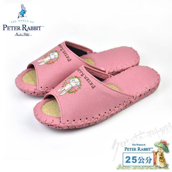 比得兔葉環兔皮草拖 粉色25公分