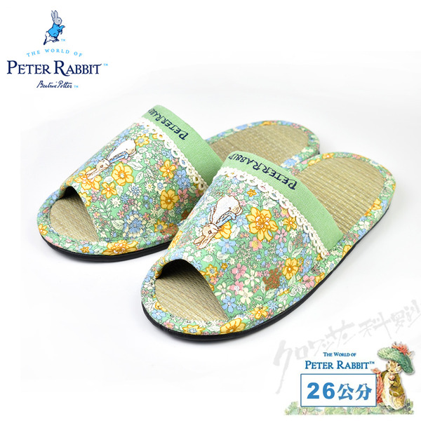 比得兔繁花蕾絲邊草拖 綠26公分