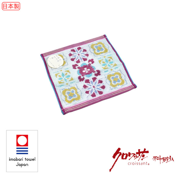 日本今治無撚花磚手帕 24x24公分 紫色