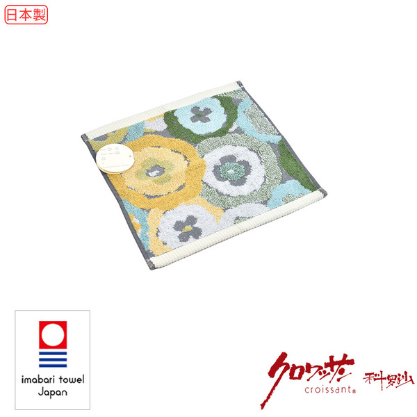 日本今治無撚花圓舞曲手帕 24x24公分 藍綠