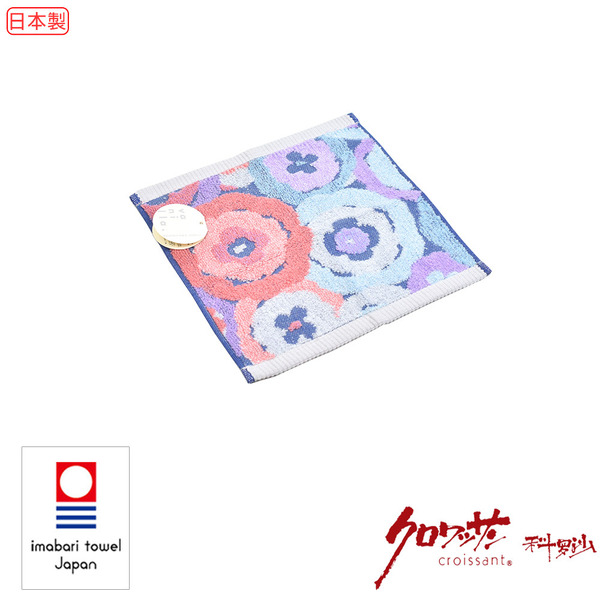 日本今治無撚花圓舞曲手帕 24x24公分 粉藍