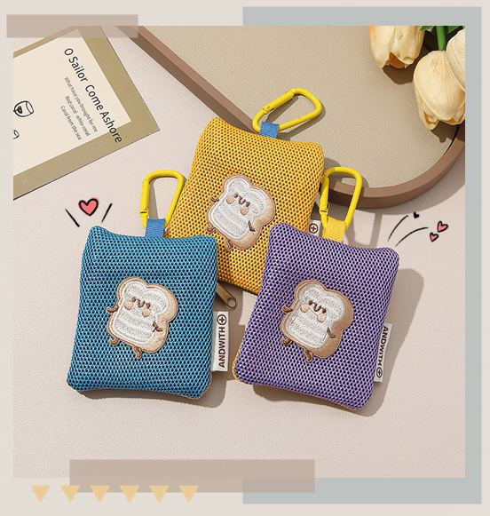 FB6106 可愛卡通吐司造型網紗收納袋 (一組3入)