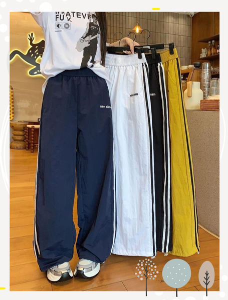 FB6088 夏季薄款拉條直筒運動闊腿褲