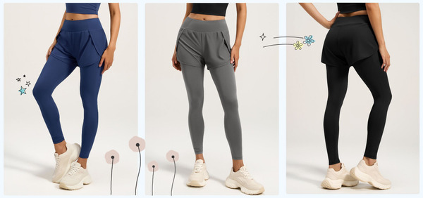 FB-4162 假兩件蜜桃速乾瑜珈長褲