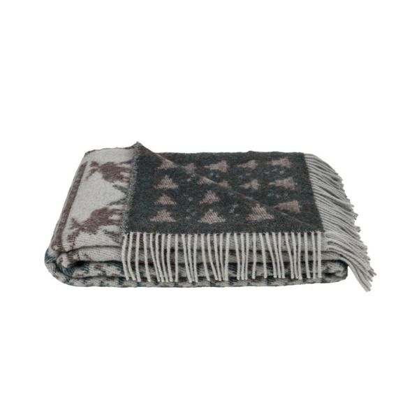 羊毛毯 森林-駝鹿綠 130x200 cm