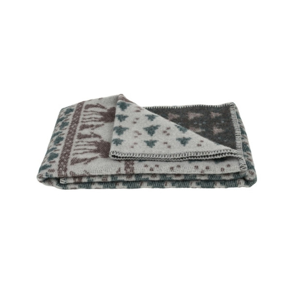 羊毛蓋毯 森林-駝鹿綠 90x130 cm