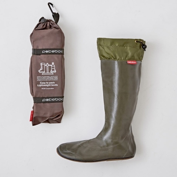 pokeboo 摺疊輕量雨鞋 泥炭灰