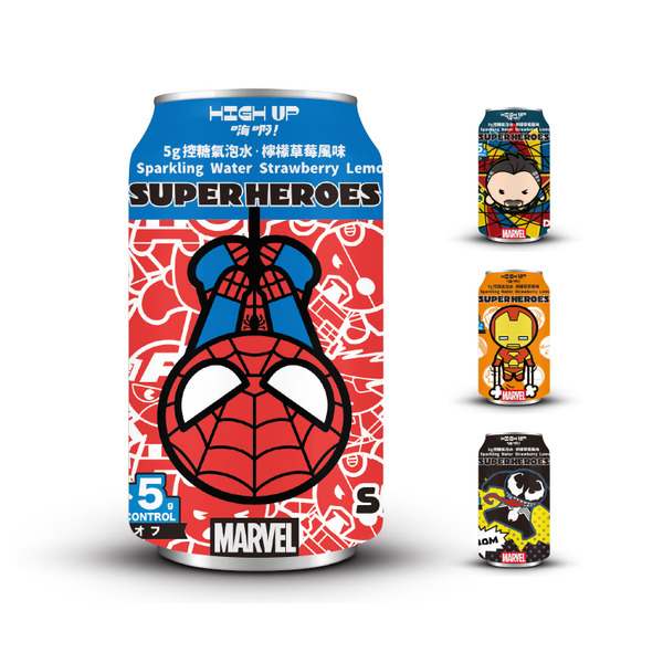 HIGH UP 5g 控糖氣泡水(檸檬草莓風味)漫威Ｑ版【箱購】