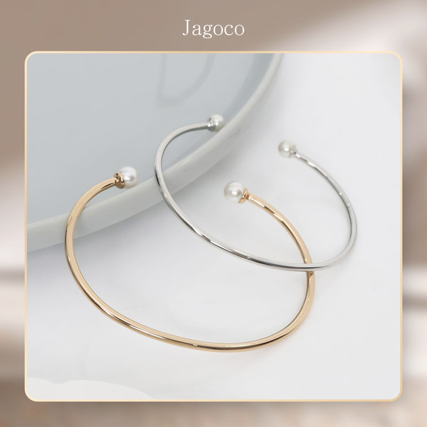 【Jagoco】極簡珍珠C型手鍊-銀