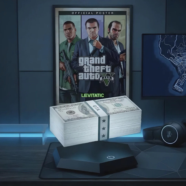 正品 GTA 風格磁懸浮美金燈 桌面擺件氛圍燈 罪惡都市風桌搭 潮流裝飾燈 磁懸浮美金燈 磁懸浮鈔票燈