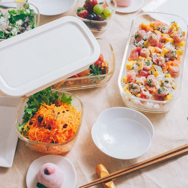 日本HARIO 耐熱玻璃保鮮盒M 三件組