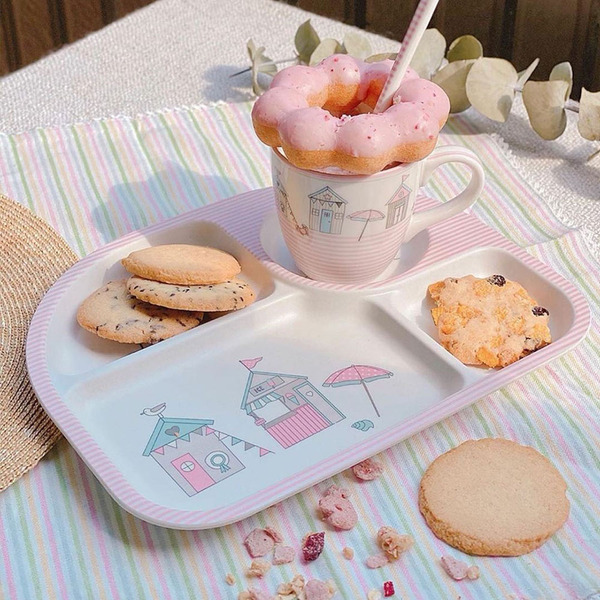 限時下殺68折｜丹麥GreenGate Ellison pale pink 竹纖維兒童分隔餐盤