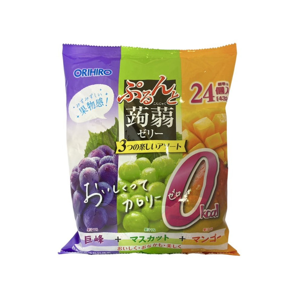 ORIHIRO蒟蒻吸吸０卡果凍 巨峰葡萄+綠葡萄+芒果 24個裝