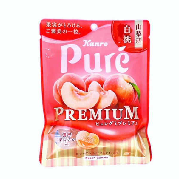 【限3/3】甘露Kanro Pure 頂級款果汁軟糖 山梨産白桃 54g