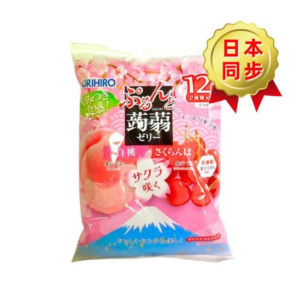 ORIHIRO 蒟蒻吸吸果凍 白桃+櫻桃 12個